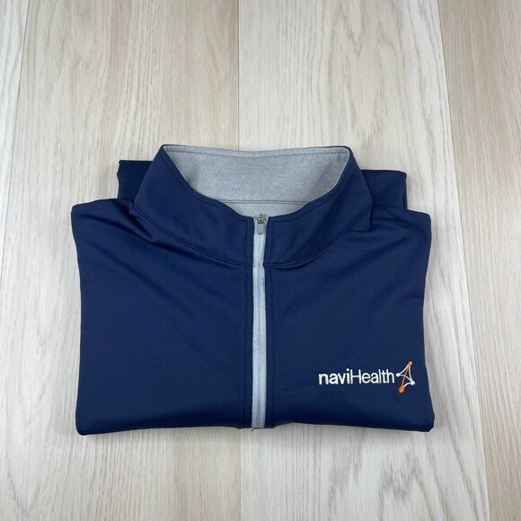 Peter Millar Mens Blue Navi Health Perth Performance Quarter-Zip T-Shirt Size L - Picture 1 of 9